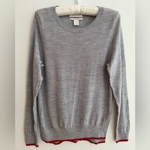 ELLEN TRACY 100% Extra Fine Merino Wool Sweater Lightweight Preppy Sporty